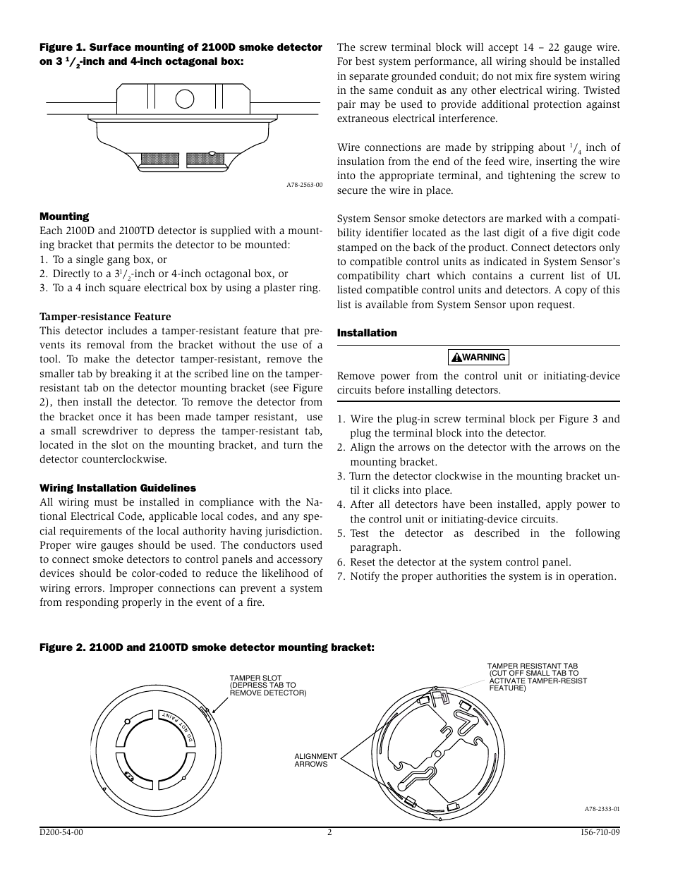 System Sensor 2100TD User Manual | Page 2 / 4