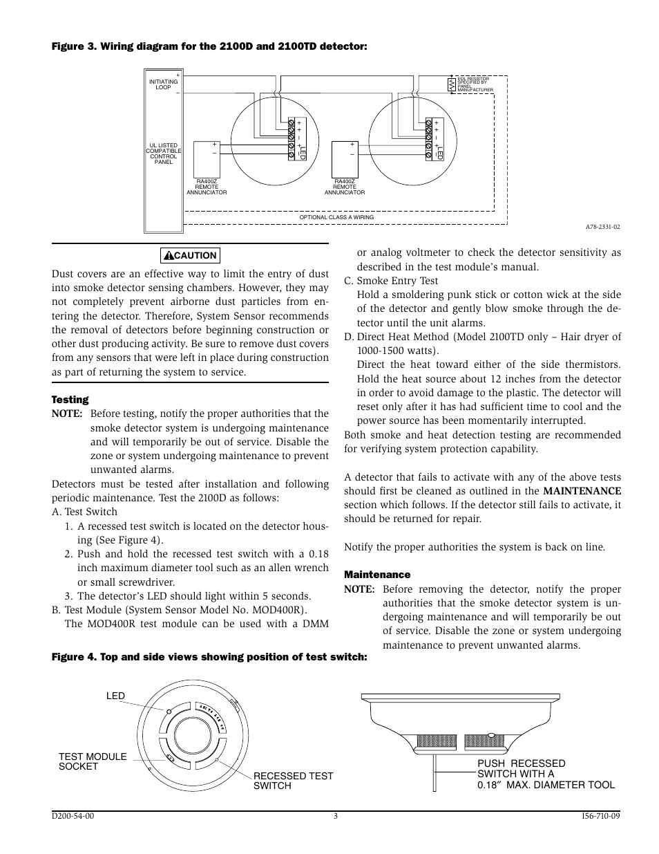 System Sensor 2100TD User Manual | Page 3 / 4