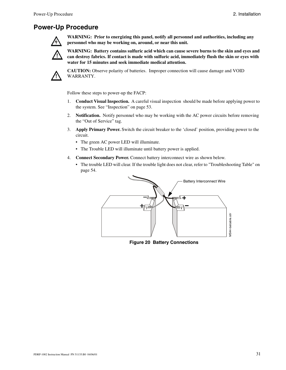 Power-up procedure | System Sensor PDRP-1002 Series User Manual | Page 31 / 60