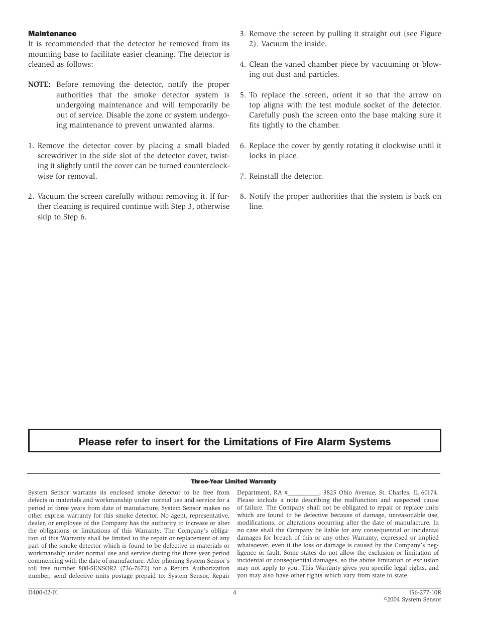 System Sensor 2451 User Manual | Page 4 / 4