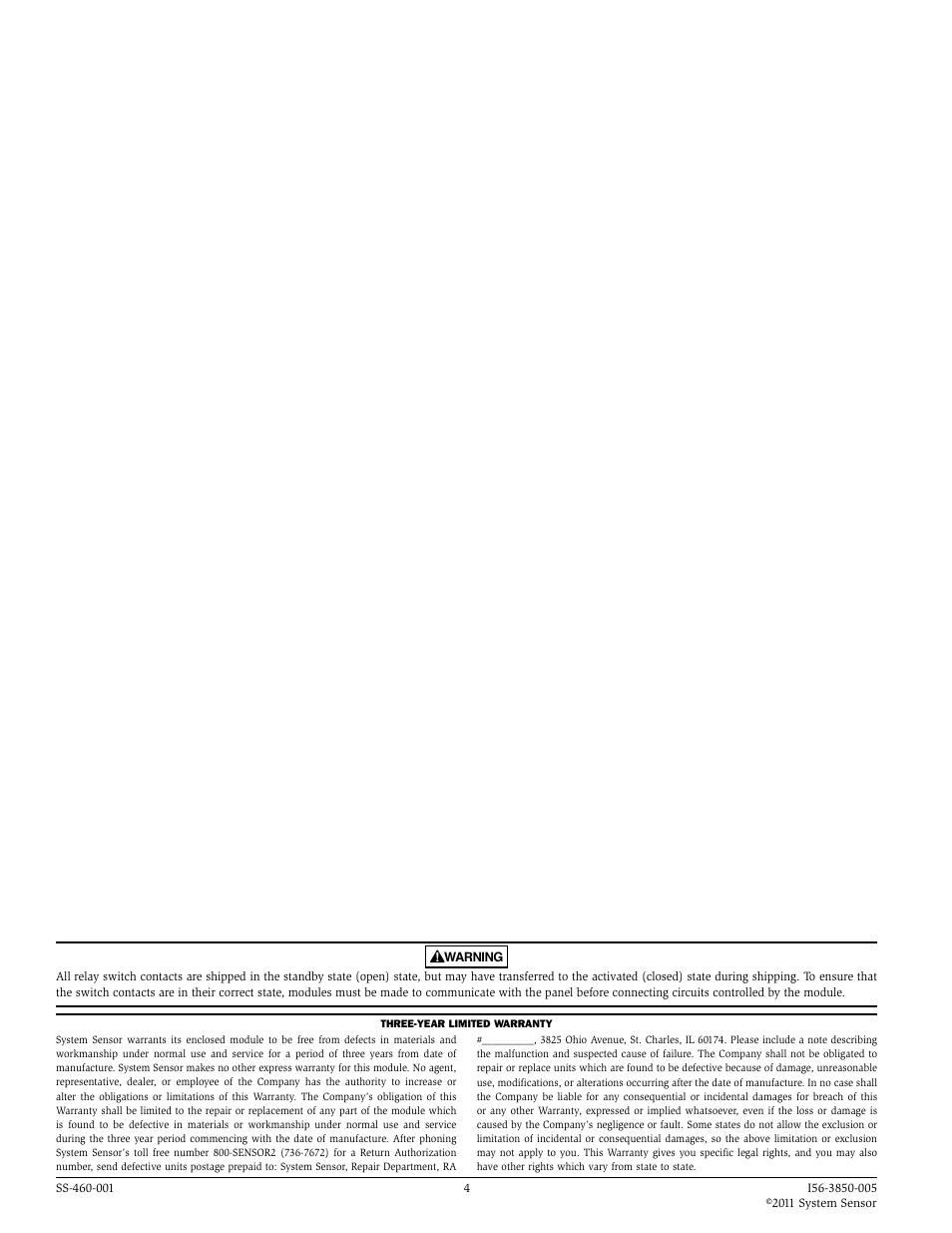 System Sensor Supervised Control Module M500S User Manual | Page 4 / 4