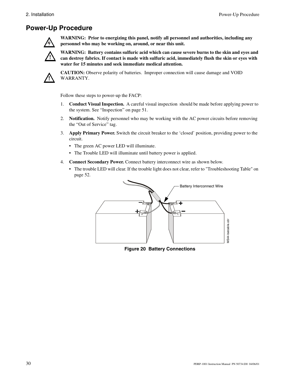 Power-up procedure | System Sensor PDRP-1001 Series User Manual | Page 30 / 56