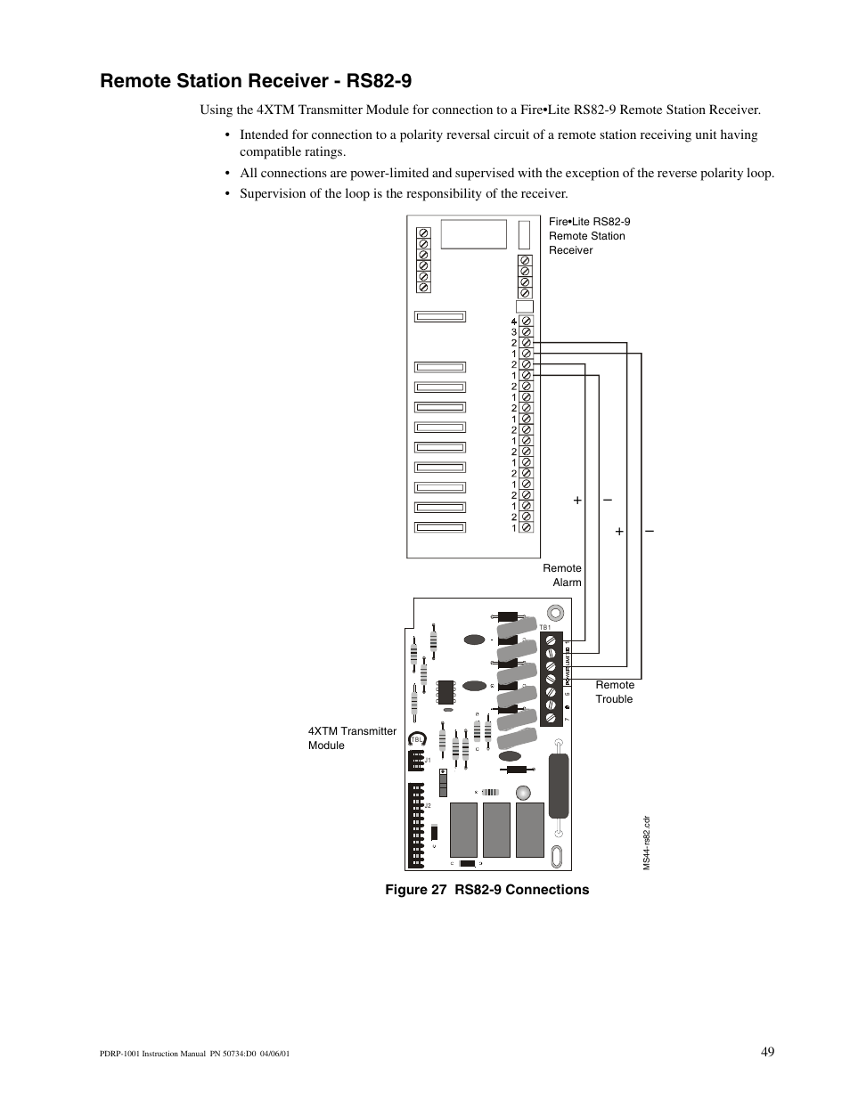 Remote station receiver - rs82-9 | System Sensor PDRP-1001 Series User Manual | Page 49 / 56
