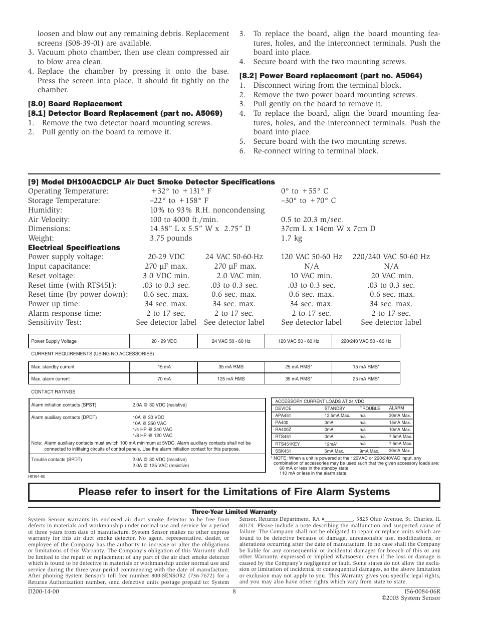 System Sensor DH100ACDCLP User Manual | Page 8 / 8