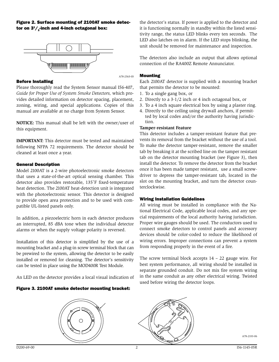 System Sensor 2100AT User Manual | Page 2 / 4