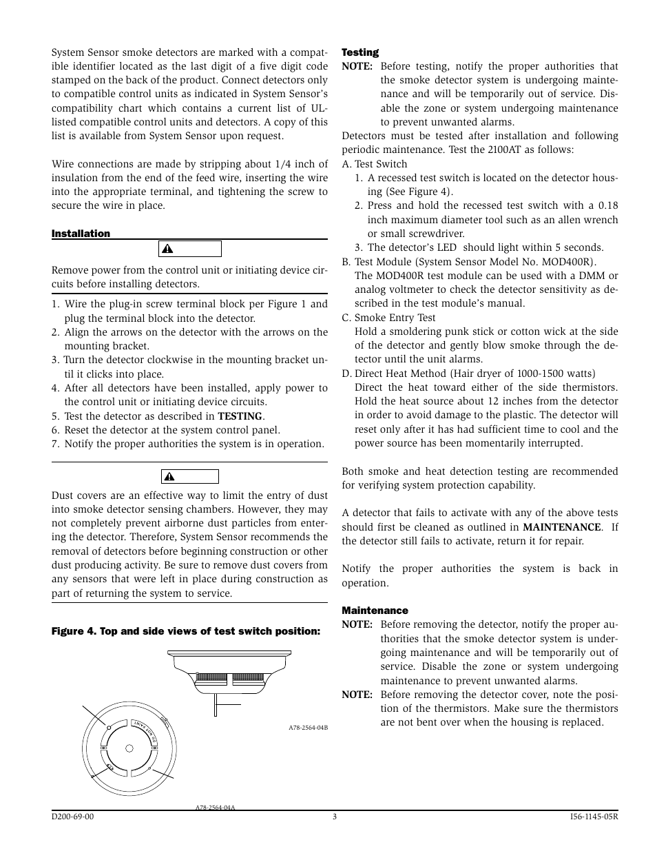 System Sensor 2100AT User Manual | Page 3 / 4