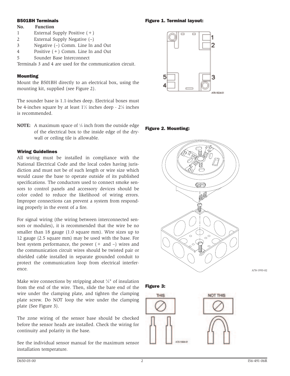System Sensor B501BH User Manual | Page 2 / 4