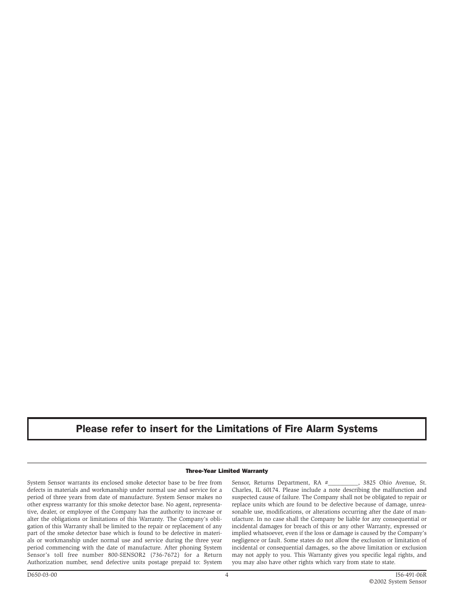 System Sensor B501BH User Manual | Page 4 / 4