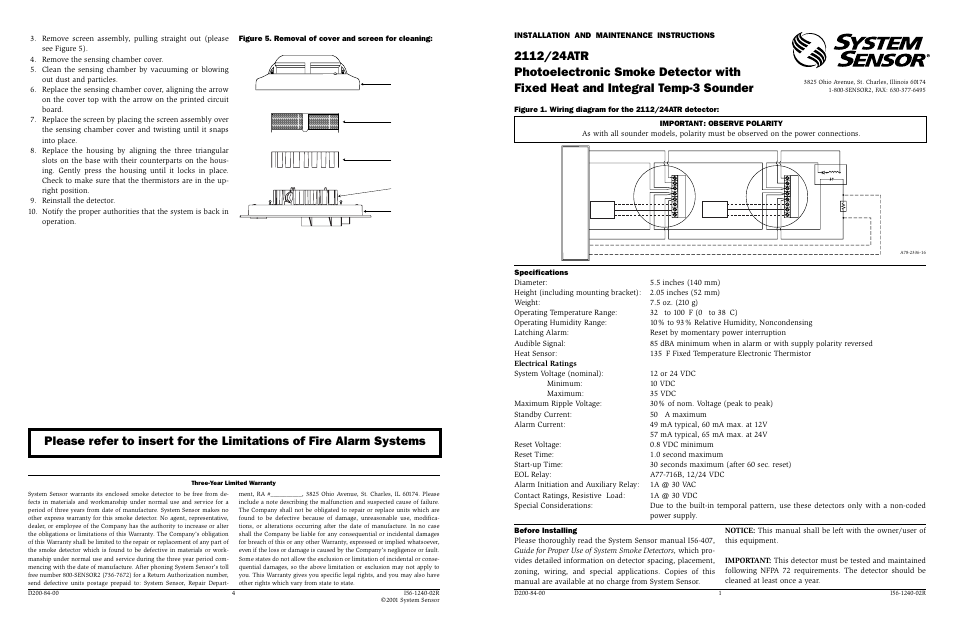 System Sensor 24ATR User Manual | 4 pages