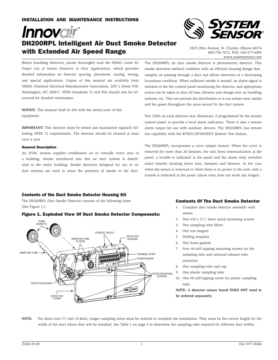 System Sensor DH200RPL User Manual | 8 pages