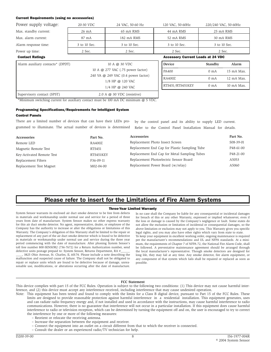 System Sensor DH200RPL User Manual | Page 8 / 8