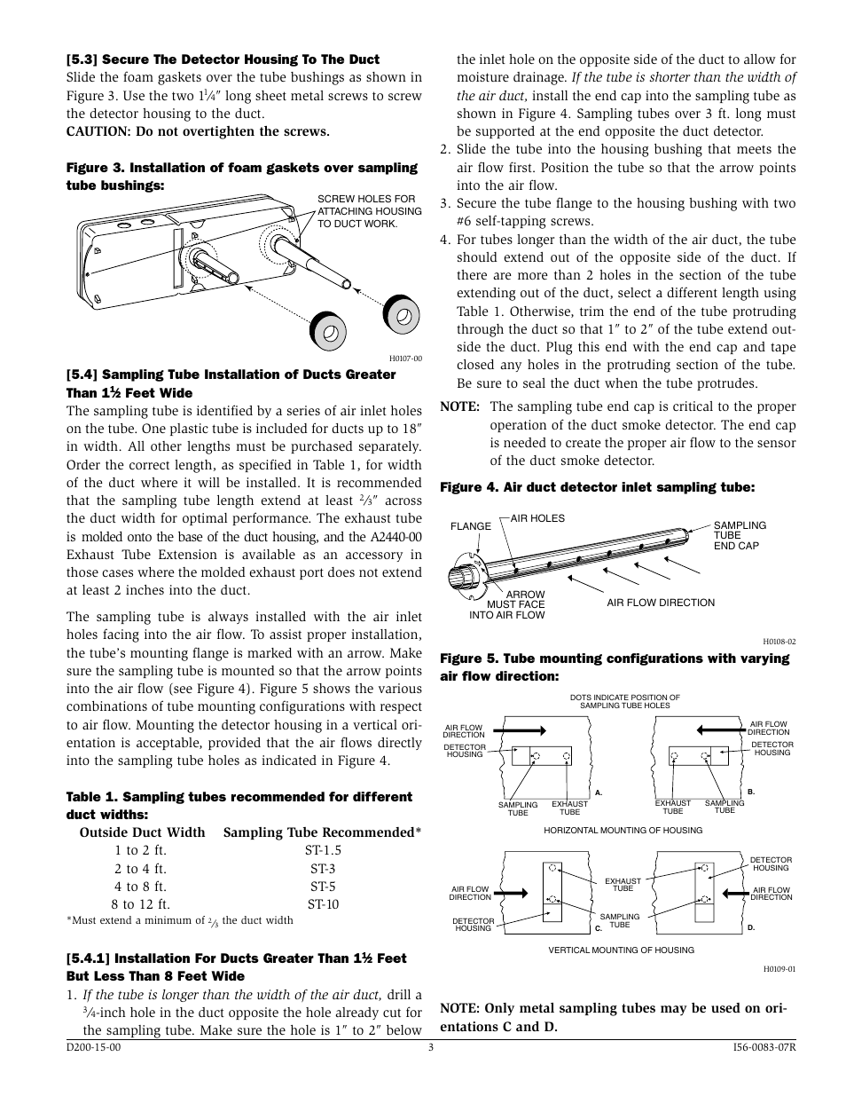 1] installation for ducts greater than 1 | System Sensor INNOVAIR DH100LP User Manual | Page 3 / 8