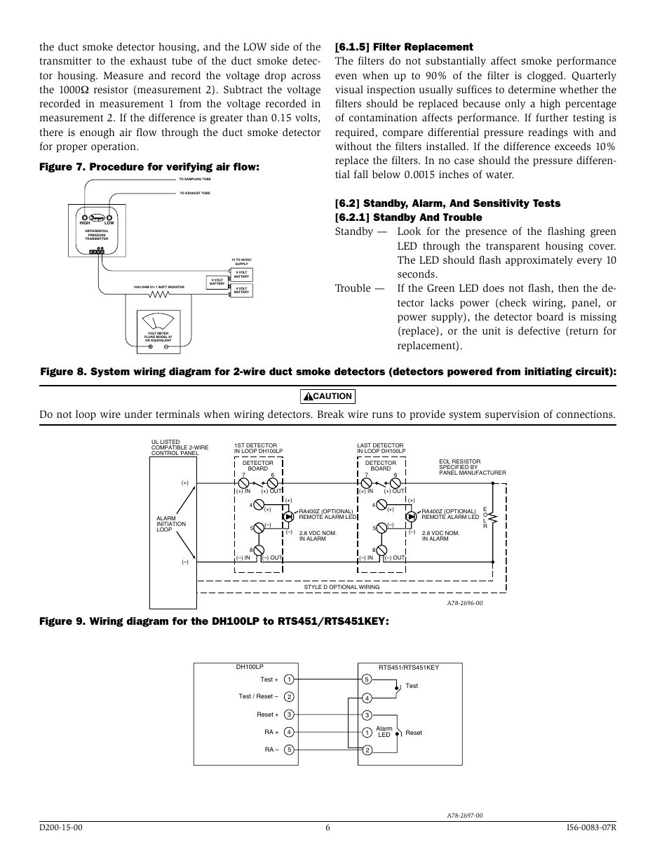 Caution | System Sensor INNOVAIR DH100LP User Manual | Page 6 / 8