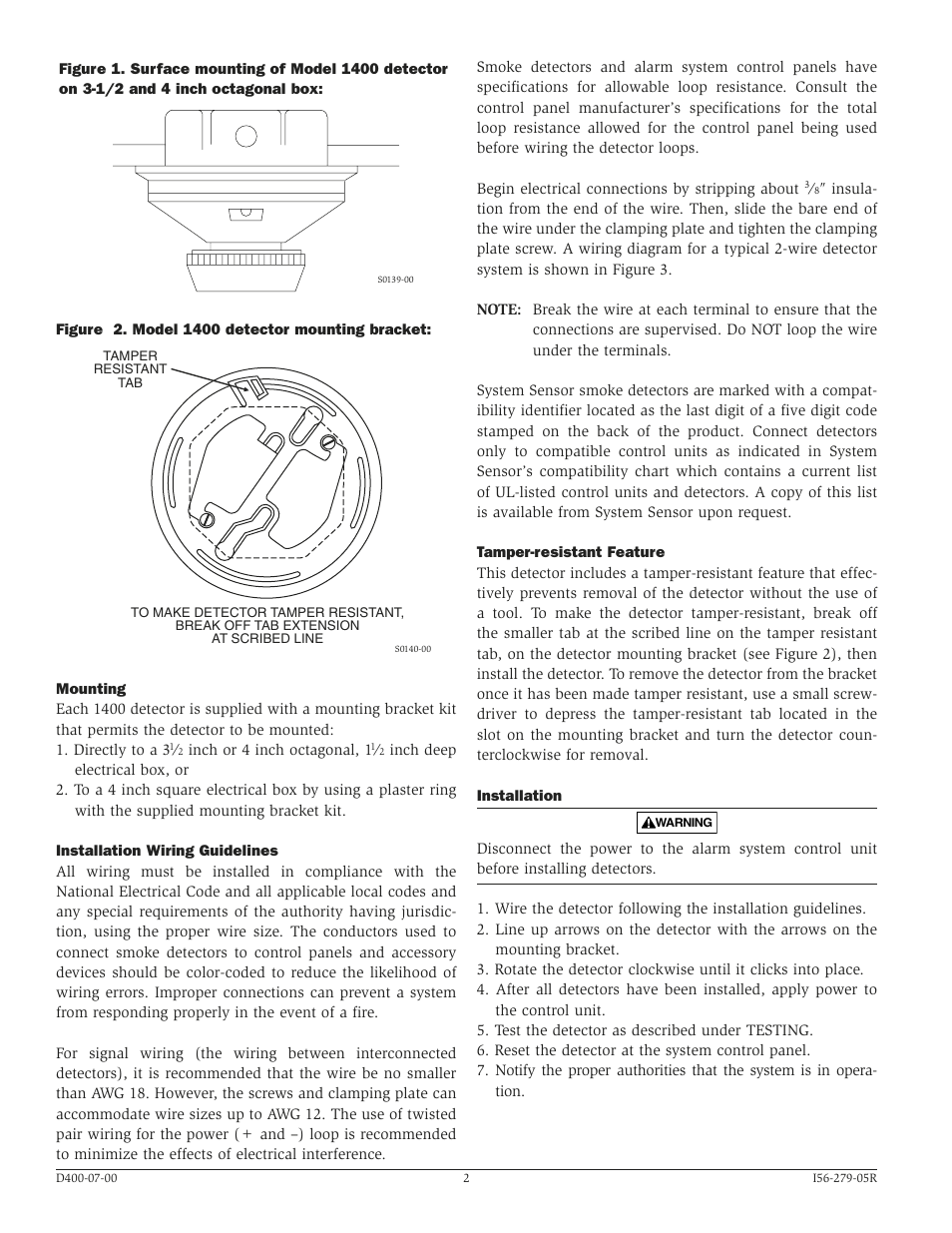System Sensor 1400 User Manual | Page 2 / 4