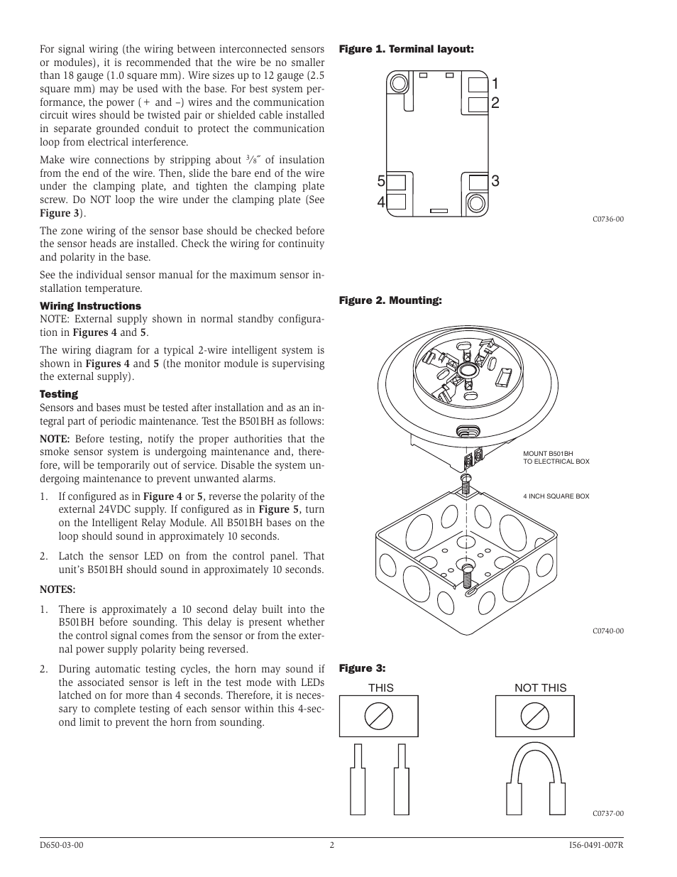 System Sensor SOUNDER BASE B501BH User Manual | Page 2 / 4