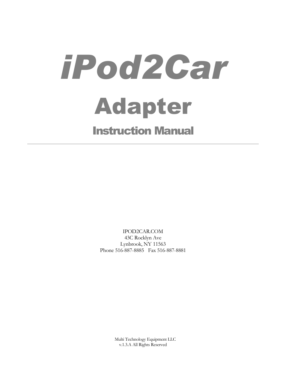 SSI America iPod2Car User Manual | 22 pages