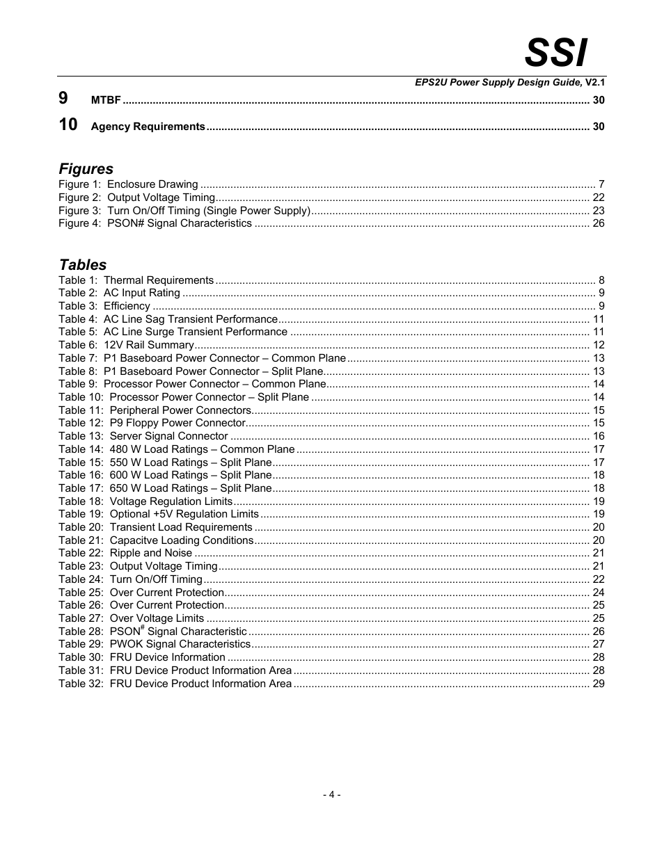 Figures, Tables | SSI America EPS2U User Manual | Page 4 / 30