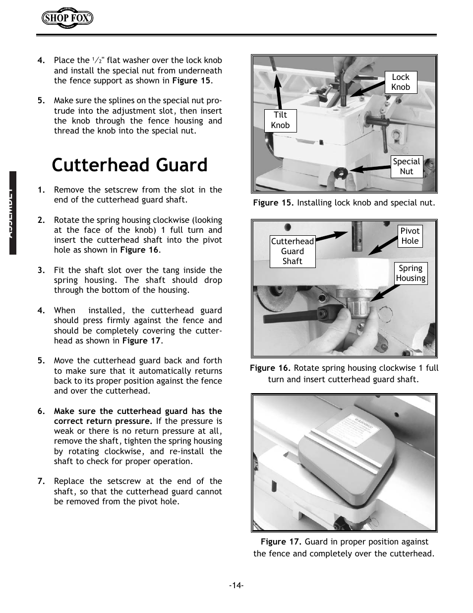 Cutterhead guard, Assembly | Woodstock W1679 User Manual | Page 16 / 44
