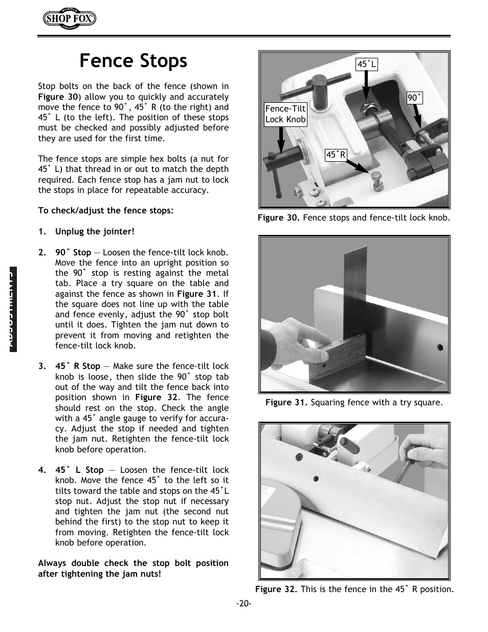 Fence stops | Woodstock W1679 User Manual | Page 22 / 44