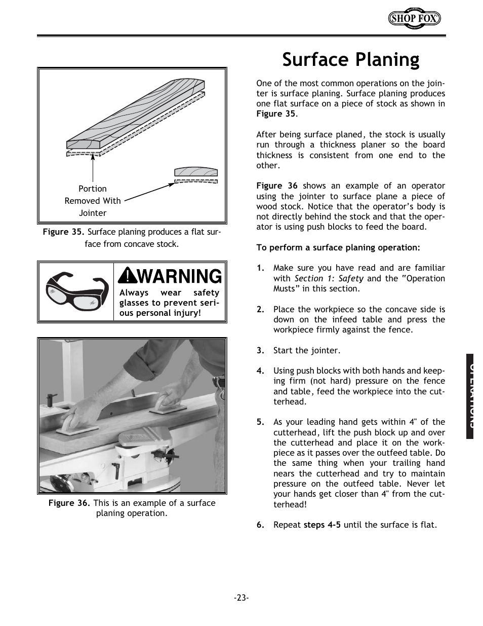Surface planing | Woodstock W1679 User Manual | Page 25 / 44