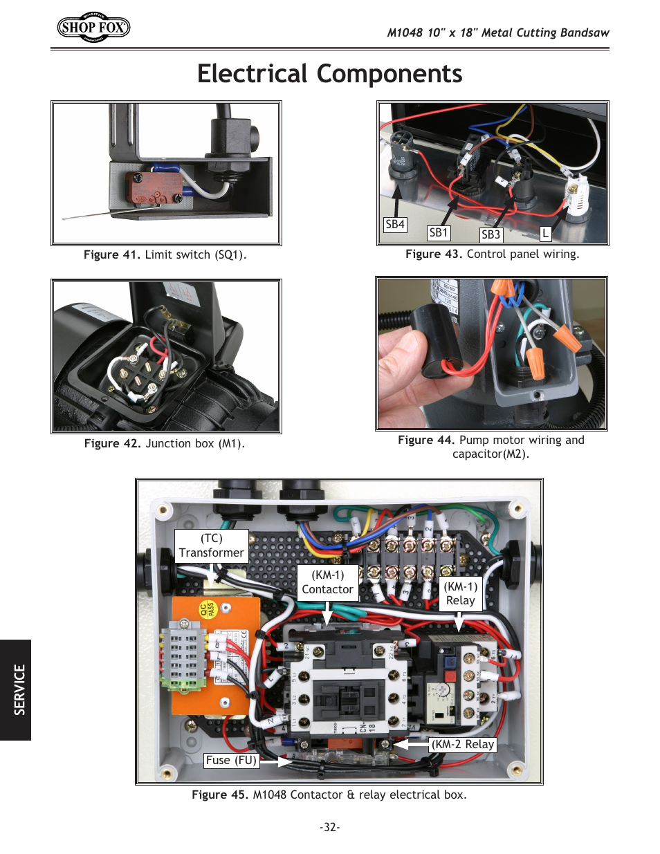 Electrical components | Woodstock SHOP FOX M1054 User Manual | Page 42 / 56