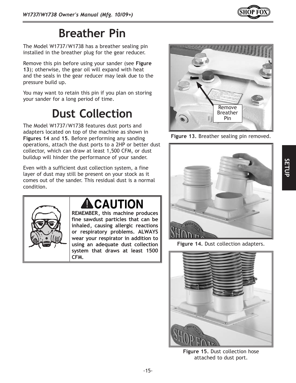 Dust collection, Breather pin | Woodstock W1737 User Manual | Page 17 / 68