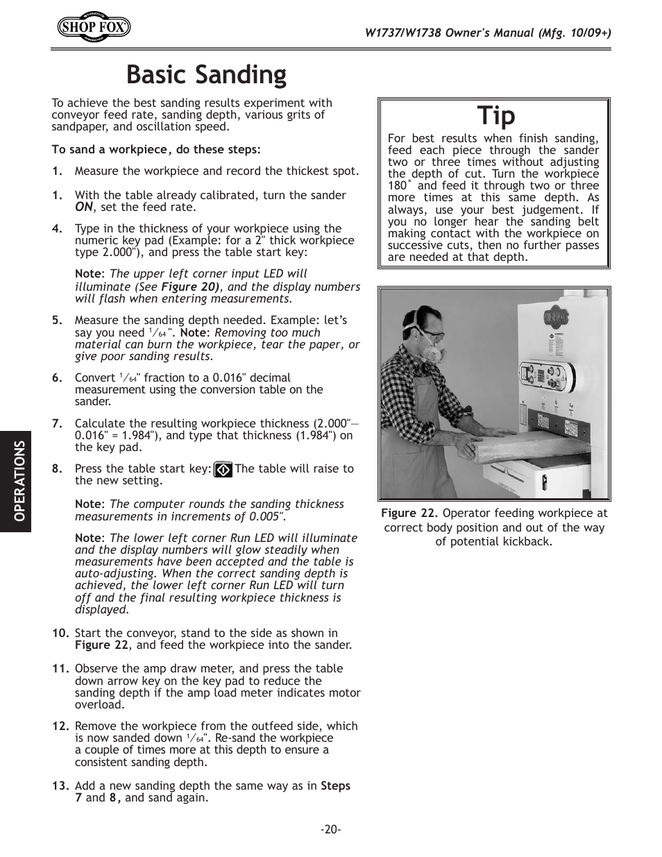 Basic sanding | Woodstock W1737 User Manual | Page 22 / 68