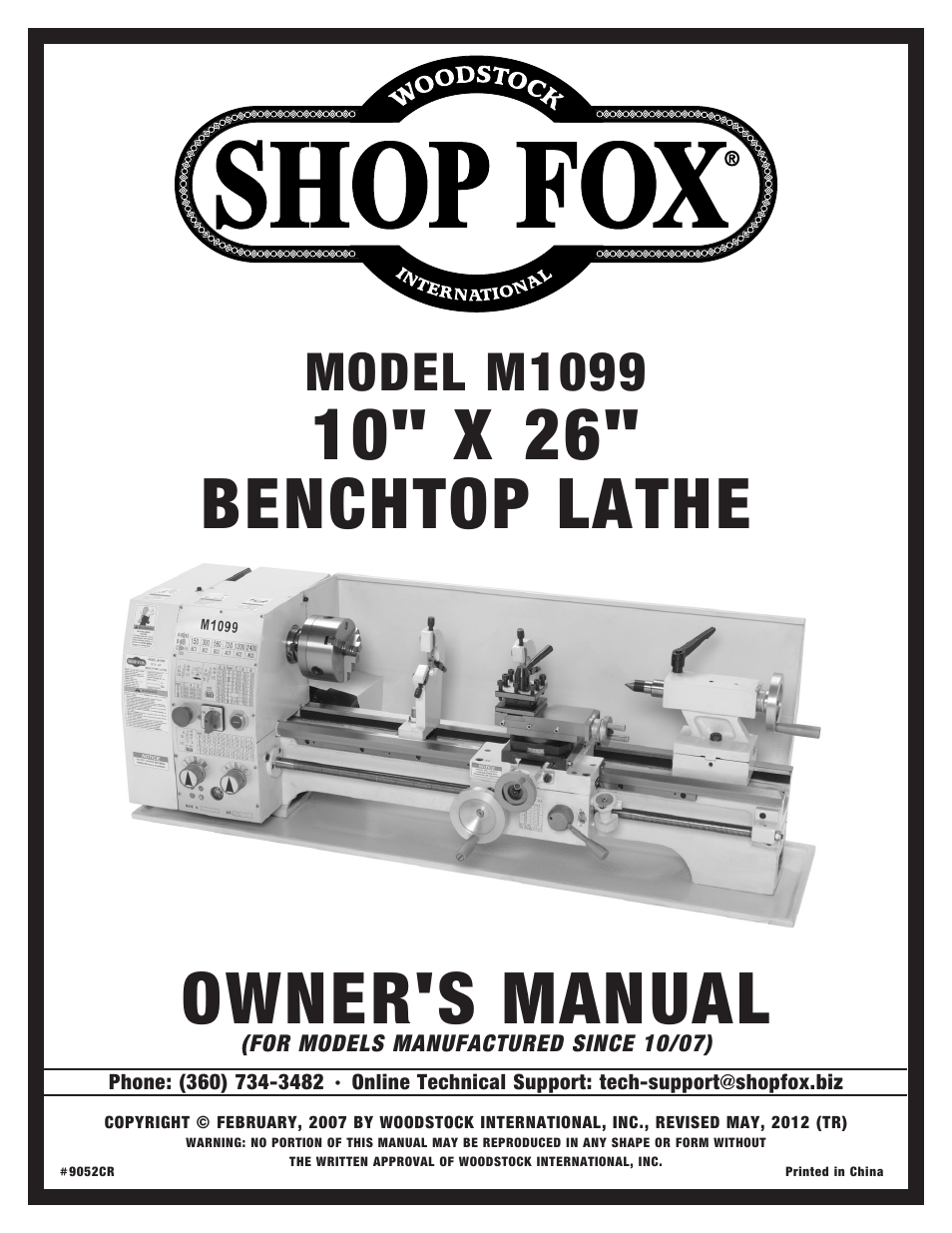 Woodstock SHOP FOX M1099 User Manual | 60 pages