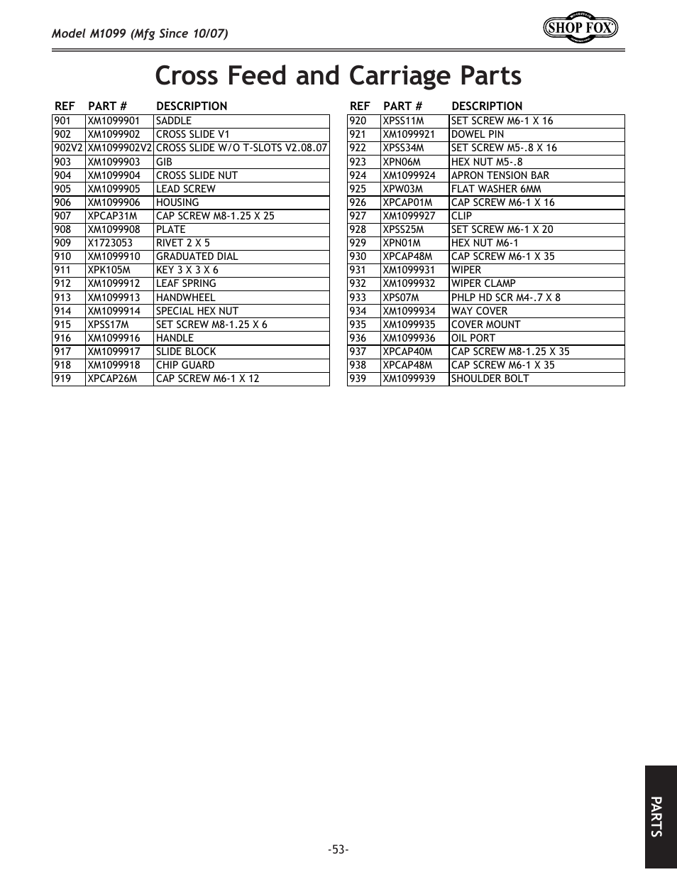 Ifjj=\\[xe[:xii`x^\gxikj, G8 i k j | Woodstock SHOP FOX M1099 User Manual | Page 55 / 60