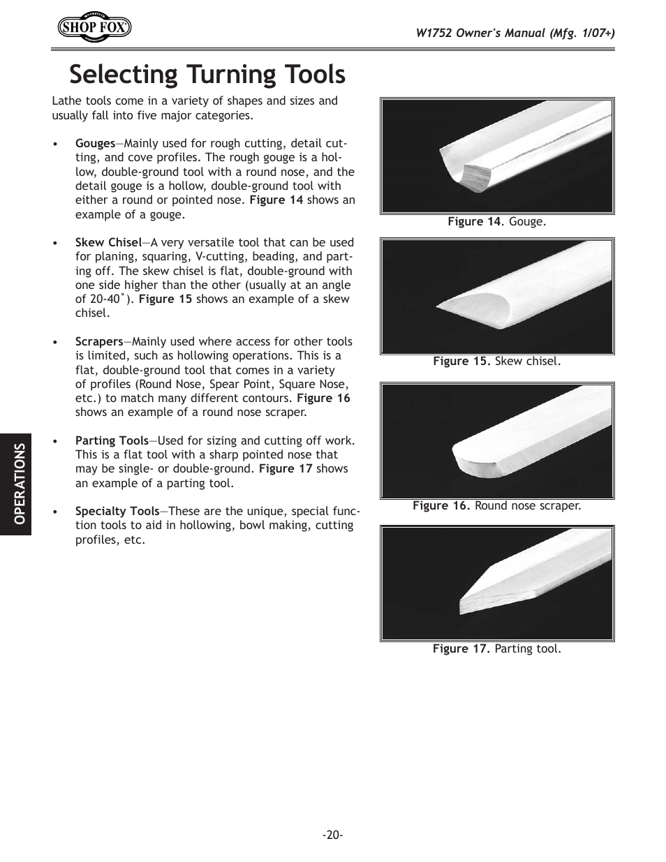 Selecting turning tools | Woodstock W1752 User Manual | Page 22 / 40