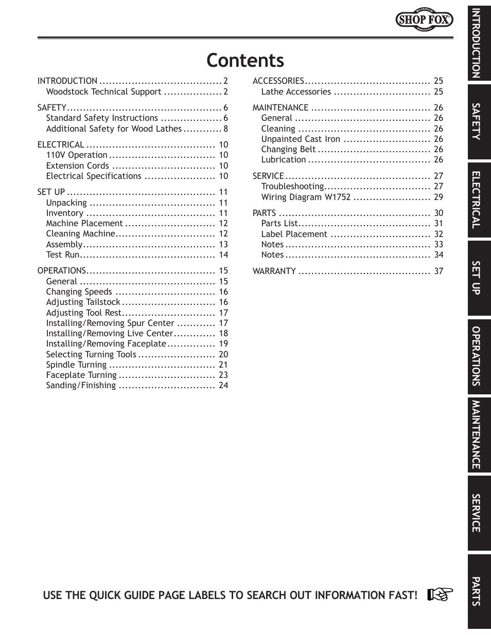 Woodstock W1752 User Manual | Page 3 / 40