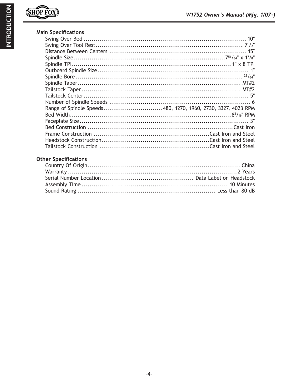 Woodstock W1752 User Manual | Page 6 / 40