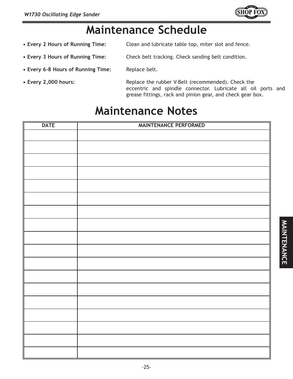 Woodstock SHOP FOX W1730 User Manual | Page 27 / 40