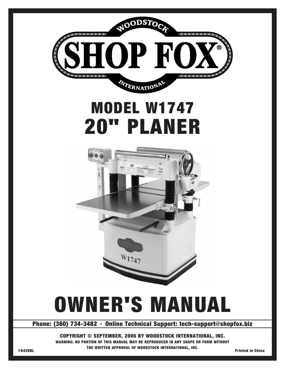 Woodstock SHOP FOX W1747 User Manual | 56 pages