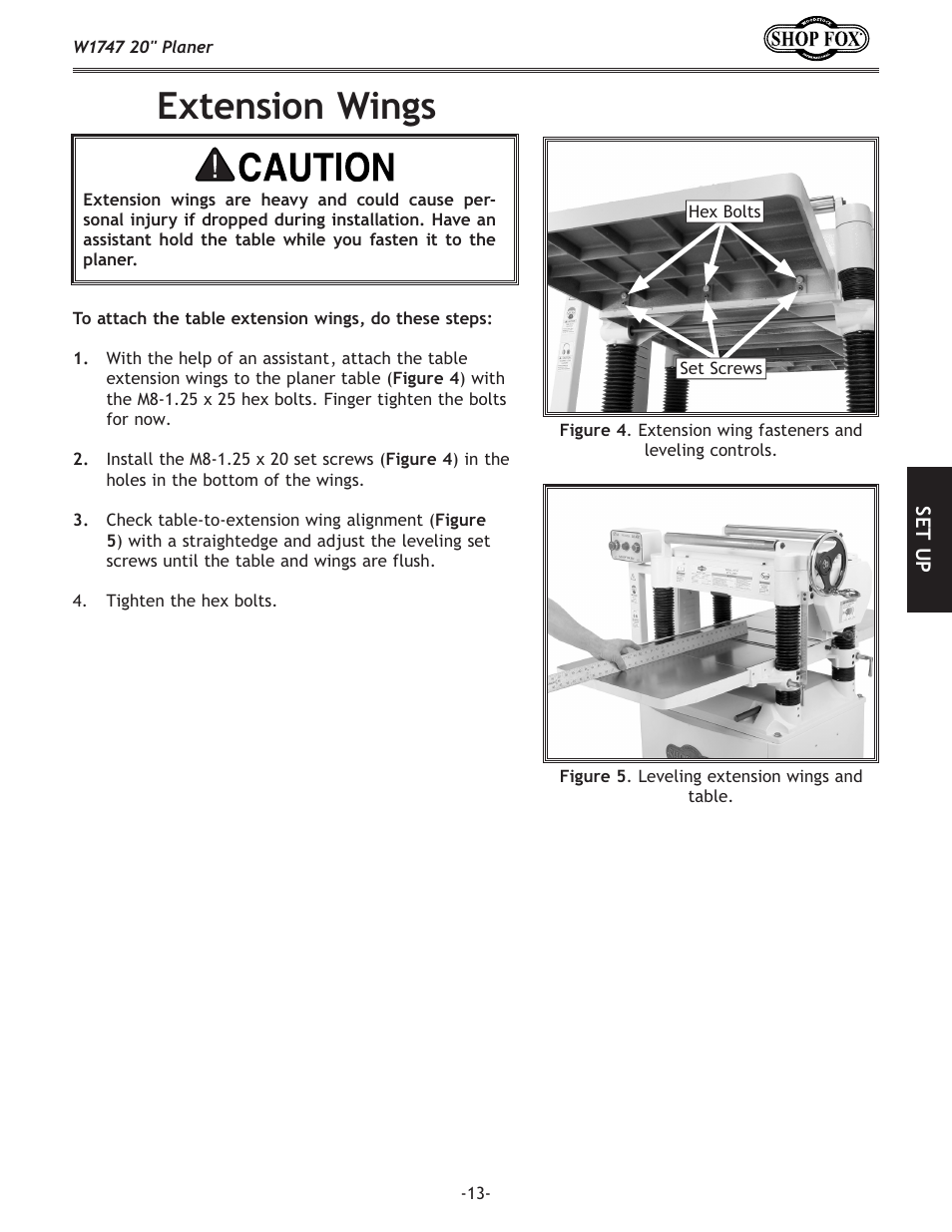 Extension wings | Woodstock SHOP FOX W1747 User Manual | Page 15 / 56