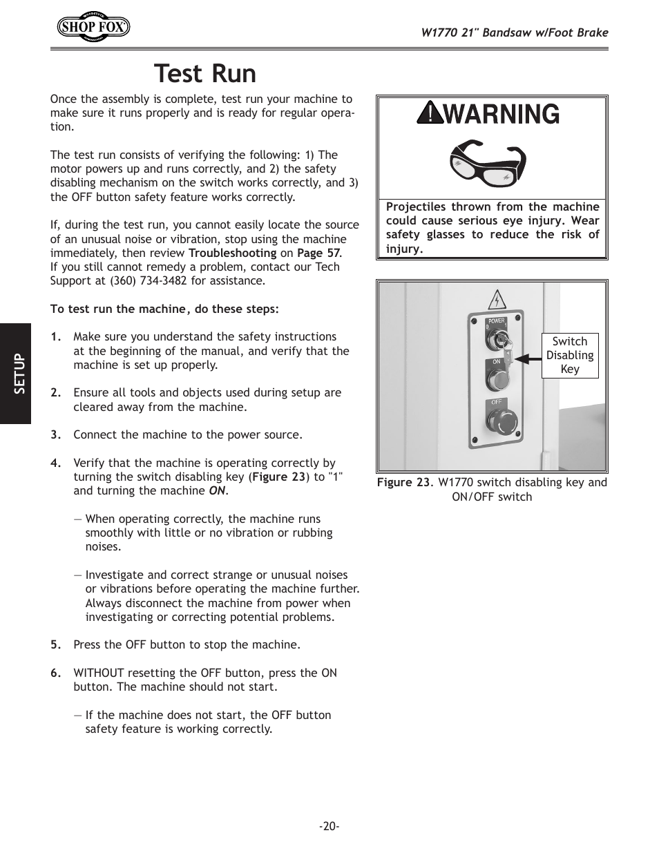 Test.run | Woodstock W1770 User Manual | Page 22 / 72