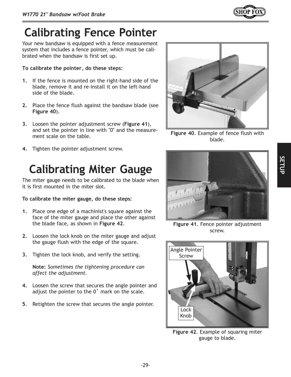 Calibrating.fence.pointer, Calibrating.miter.gauge | Woodstock W1770 User Manual | Page 31 / 72