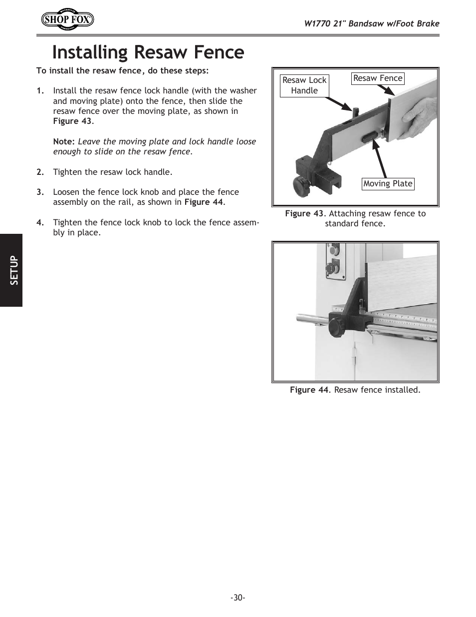 Installing.resaw.fence | Woodstock W1770 User Manual | Page 32 / 72