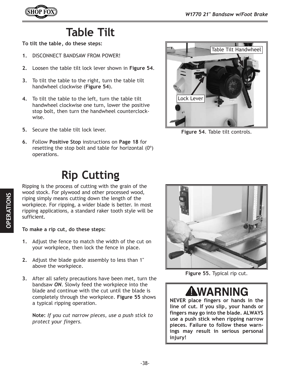 Table.tilt, Rip.cutting | Woodstock W1770 User Manual | Page 40 / 72