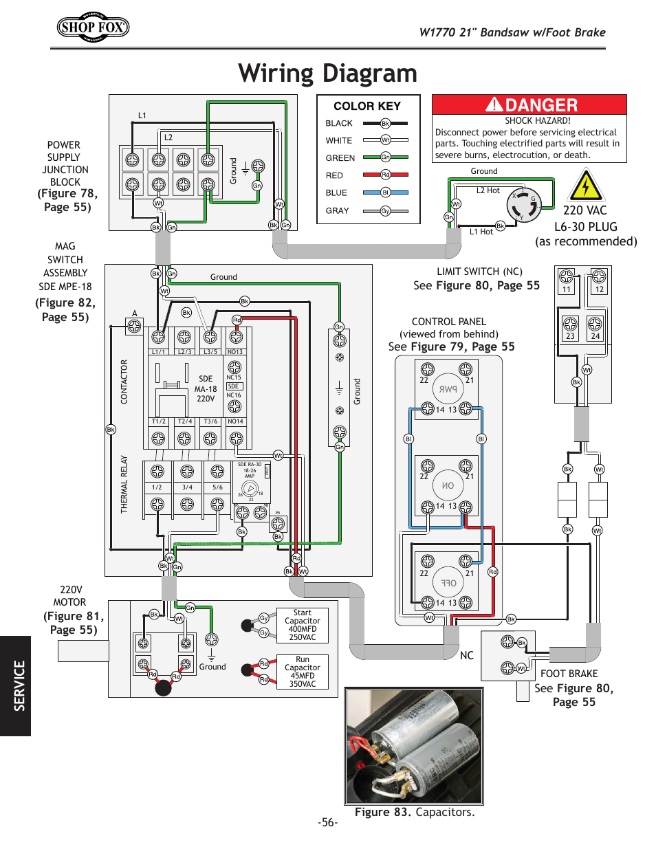 Wiring.diagram, Se rv ic e | Woodstock W1770 User Manual | Page 58 / 72