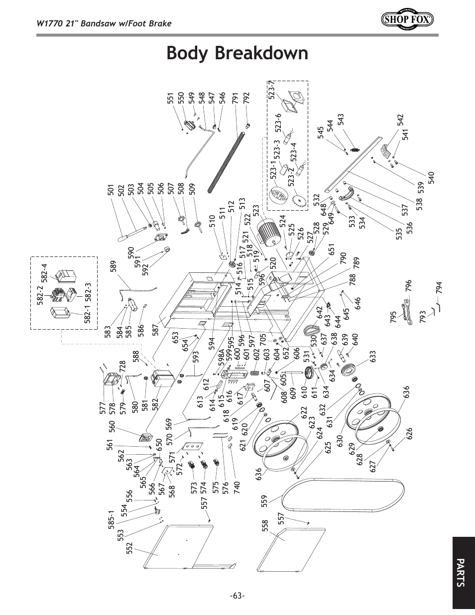 Body.breakdown, Pa rt s | Woodstock W1770 User Manual | Page 65 / 72