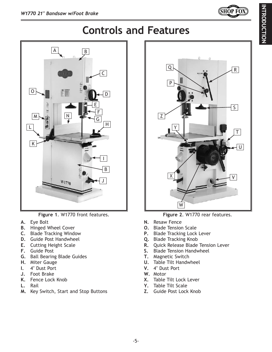 Controls.and.features | Woodstock W1770 User Manual | Page 7 / 72