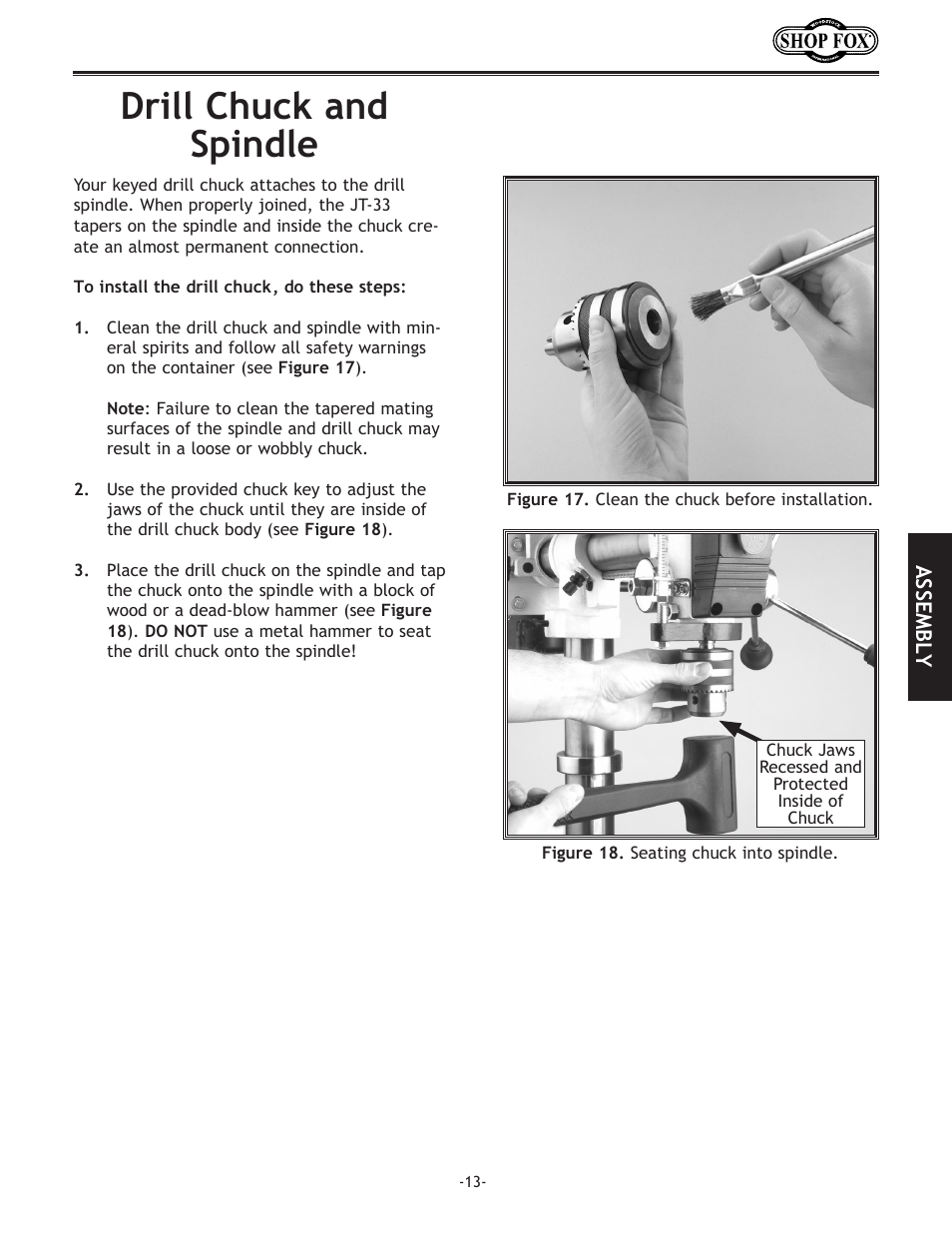 Drill.chuck.and. spindle | Woodstock THE SHOP FOX D2722 User Manual | Page 15 / 44