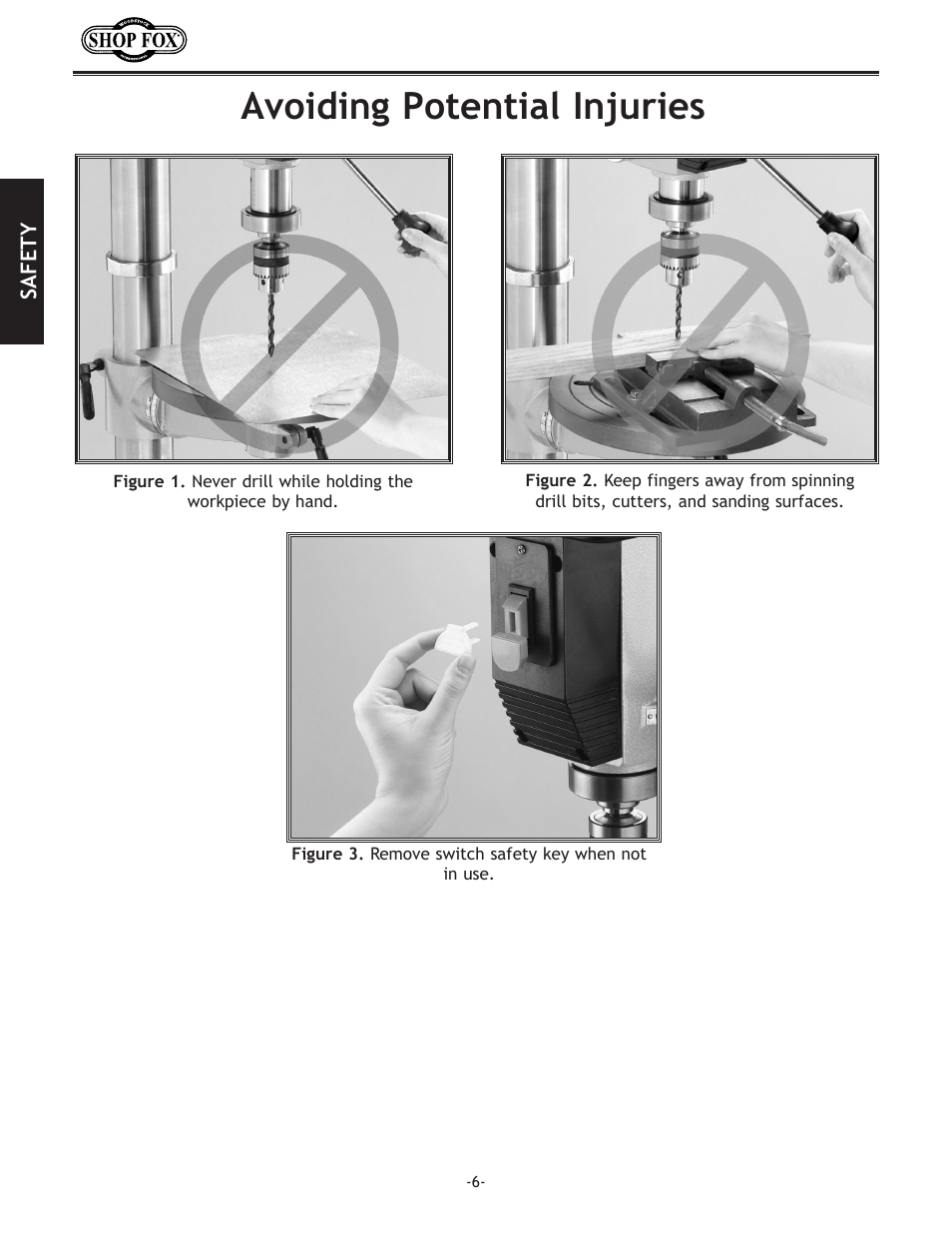 Avoiding.potential.injuries | Woodstock THE SHOP FOX D2722 User Manual | Page 8 / 44