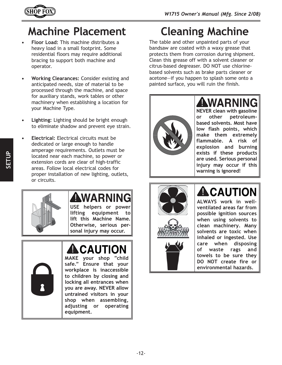 C\xe`e^dxz_`e, Dxz_`e\gcxz\d\ek | Woodstock SHOP FOX W1715 User Manual | Page 14 / 48