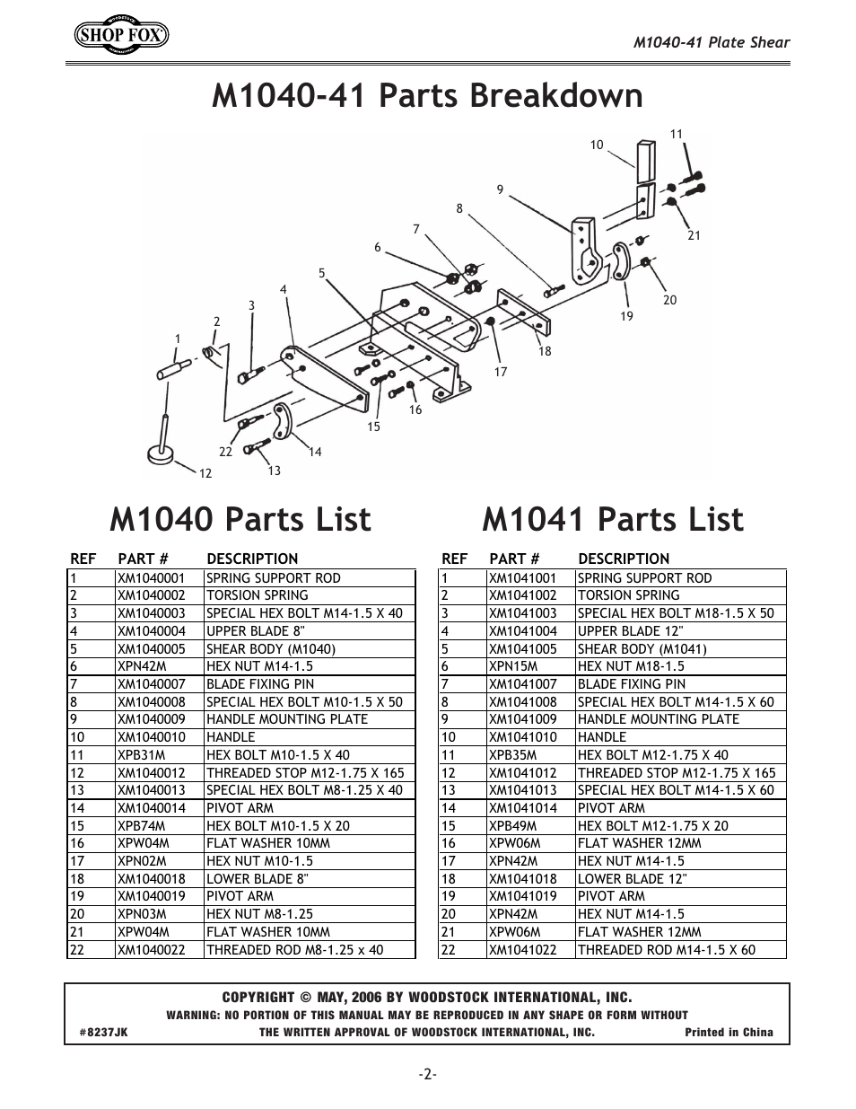 Woodstock M1040 User Manual | Page 2 / 2