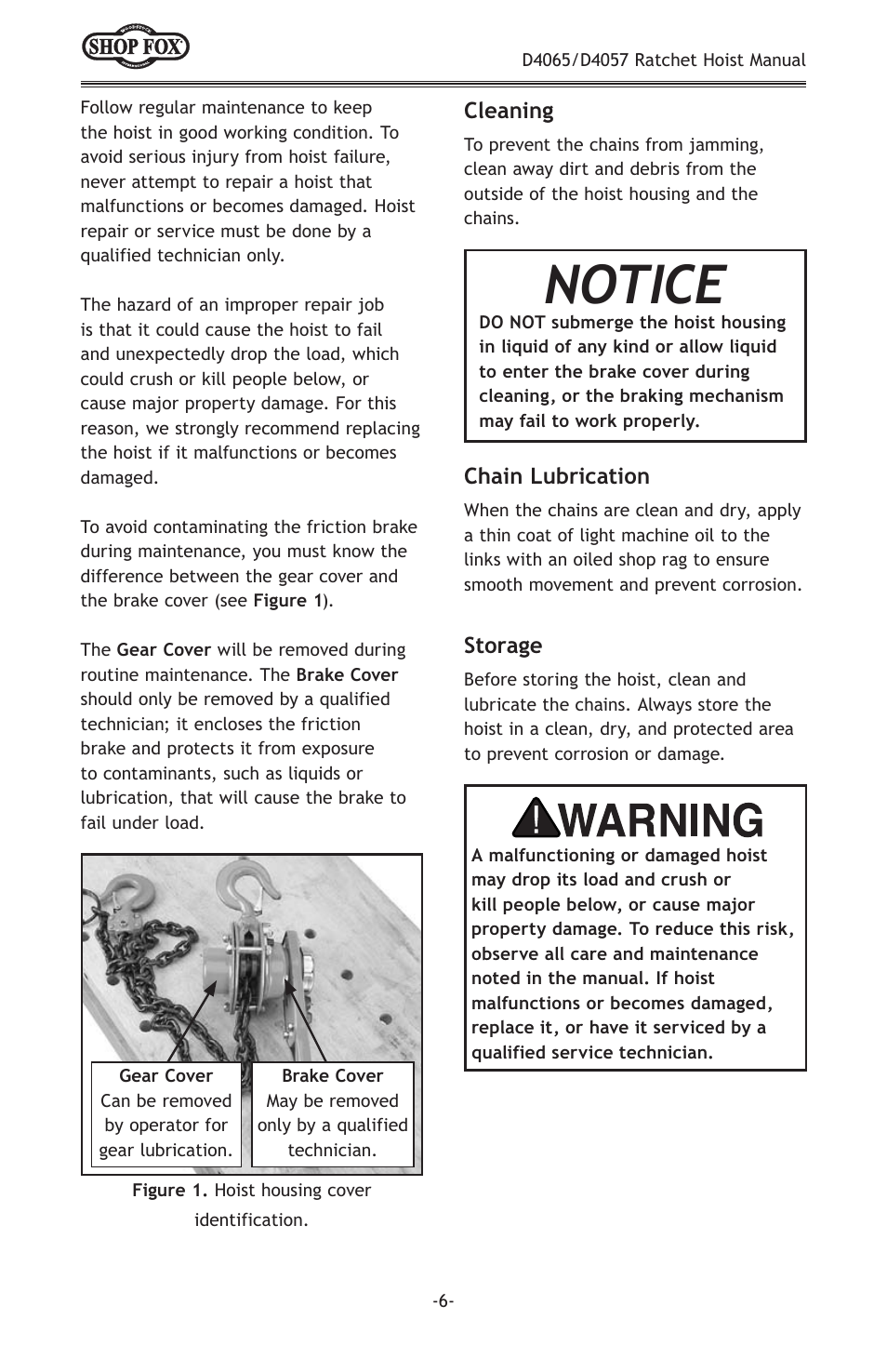Notice | Woodstock SHOPFOX D4065 User Manual | Page 8 / 12