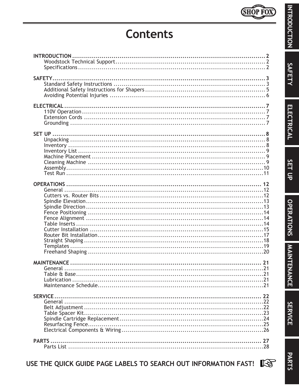 Woodstock SHOP FOX W1701 User Manual | Page 4 / 37