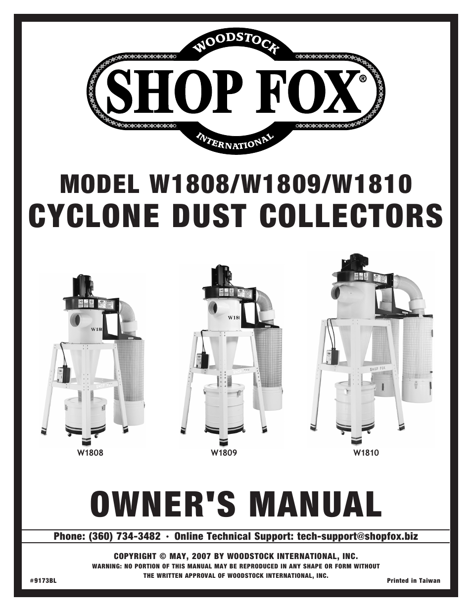 Woodstock SHOP FOX W1808 User Manual | 64 pages