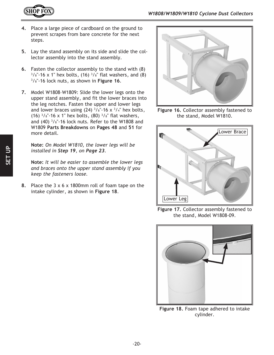 Se t u p | Woodstock SHOP FOX W1808 User Manual | Page 22 / 64